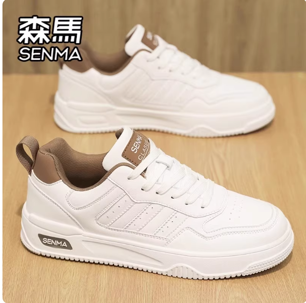 森马男鞋秋季百搭白色休闲板鞋学生低帮运动真皮高级感小白潮鞋子